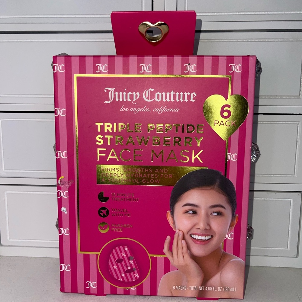 NWT Juicy Couture Triple Peptide Strawberry Face Mask - Pink and Gold Packaging